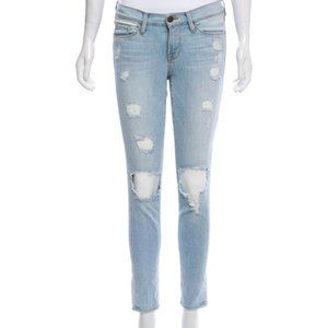 Frame Light Wash Distressed Jeanne Skinny Jeans